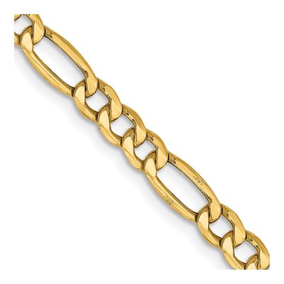 14K Yellow Gold 4.2mm Semi-Solid Figaro Chain