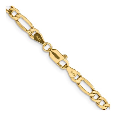 14K Yellow Gold 4.2mm Semi-Solid Figaro Chain – view 4
