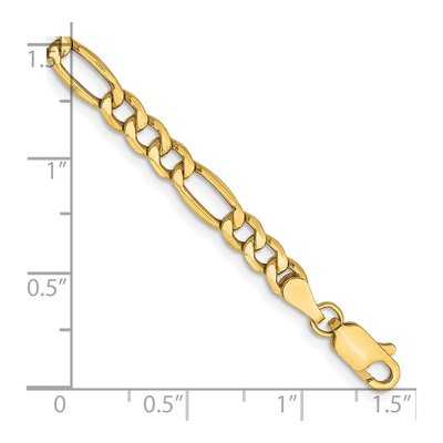 14K Yellow Gold 4.2mm Semi-Solid Figaro Chain Bracelet – view 3