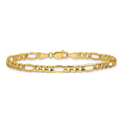 14K Yellow Gold 4.2mm Semi-Solid Figaro Chain Anklet – view 3