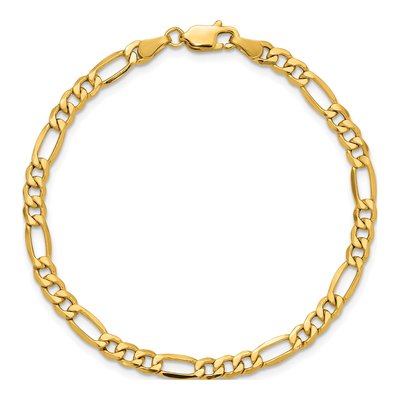 14K Yellow Gold 4.2mm Semi-Solid Figaro Chain Anklet – view 4