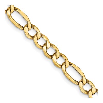 14K Yellow Gold 5.75mm Semi-Solid Figaro Chain