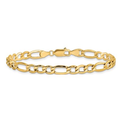 14K Yellow Gold 5.75mm Semi-Solid Figaro Chain Bracelet – view 3
