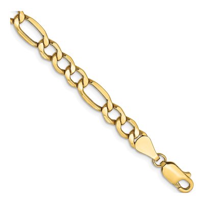14K Yellow Gold 5.75mm Semi-Solid Figaro Chain Bracelet