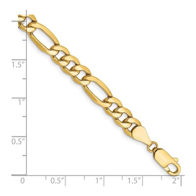 14K Yellow Gold 6.25mm Semi-Solid Figaro Chain Bracelet – view 2