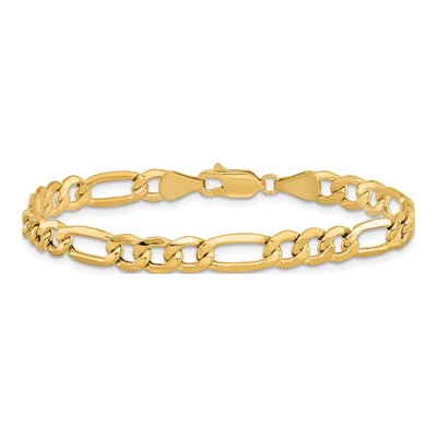 14K Yellow Gold 6.25mm Semi-Solid Figaro Chain Bracelet – view 3