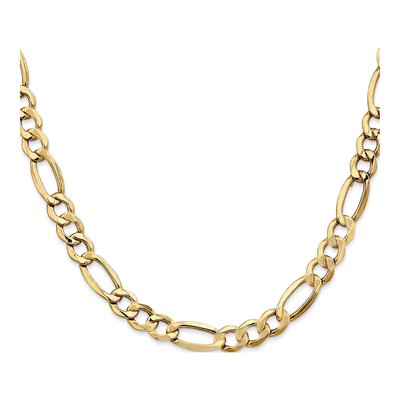 14K Yellow Gold 7.3mm Semi-Solid Figaro Chain – view 2