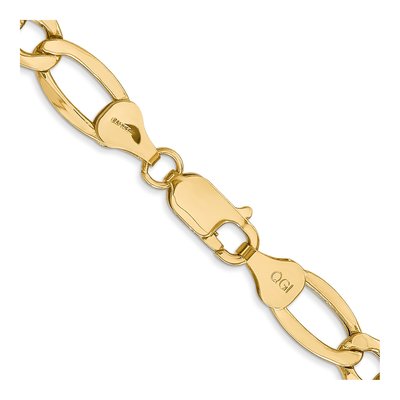 14K Yellow Gold 7.3mm Semi-Solid Figaro Chain – view 3