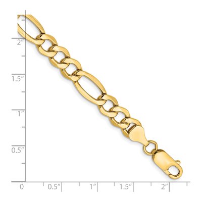 14K Yellow Gold 7.3mm Semi-Solid Figaro Chain Bracelet – view 2