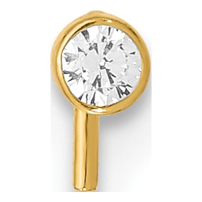 14K Yellow Gold CZ Nose Stud, 22 Gauge – view 3