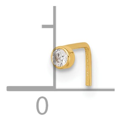 14K Yellow Gold CZ Nose Stud, 22 Gauge – view 4