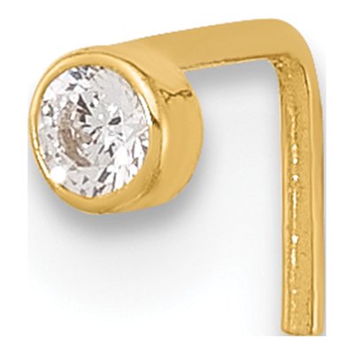 14K Yellow Gold CZ Nose Stud, 22 Gauge