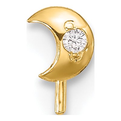 14K Yellow Gold CZ Moon Nose Stud, 23 Gauge – view 3