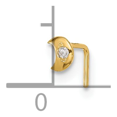 14K Yellow Gold CZ Moon Nose Stud, 23 Gauge – view 4