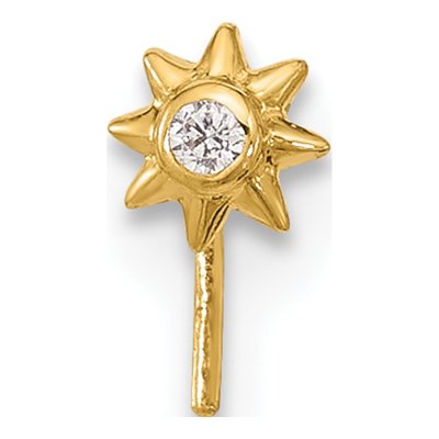 14K Yellow Gold CZ Sun Nose Stud, 23 Gauge – view 3