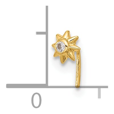 14K Yellow Gold CZ Sun Nose Stud, 23 Gauge – view 4
