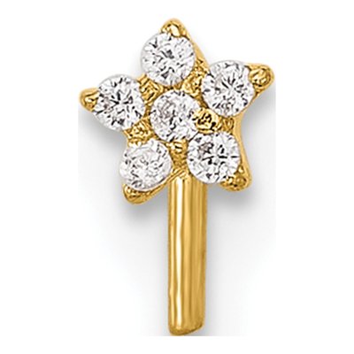 14K Yellow Gold CZ Star Nose Stud, 22 Gauge – view 3