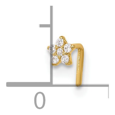 14K Yellow Gold CZ Star Nose Stud, 22 Gauge – view 4