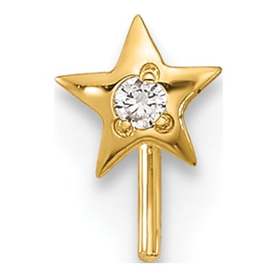 14K Yellow Gold CZ Star Nose Stud, 23 Gauge – view 3