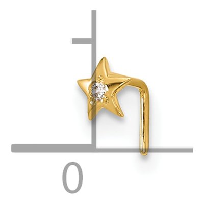14K Yellow Gold CZ Star Nose Stud, 23 Gauge – view 4