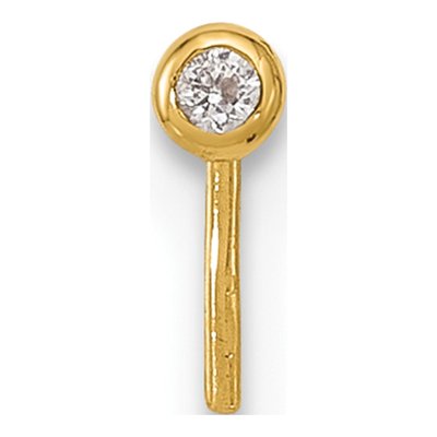 14K Yellow Gold CZ Nose Stud, 23 Gauge – view 3