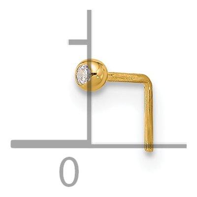 14K Yellow Gold CZ Nose Stud, 23 Gauge – view 4