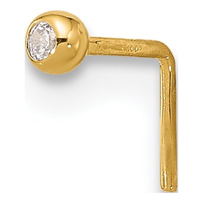 14K Yellow Gold CZ Nose Stud, 23 Gauge