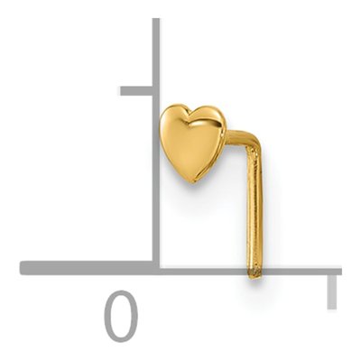 14K Yellow Gold Heart Nose Stud, 22 Gauge – view 4