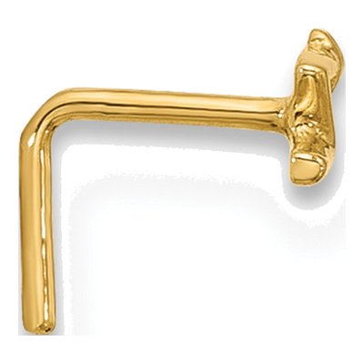 14K Yellow Gold Lightning Bolt Nose Stud – view 2