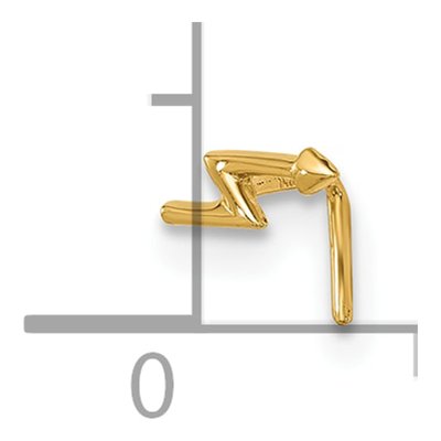 14K Yellow Gold Lightning Bolt Nose Stud – view 4