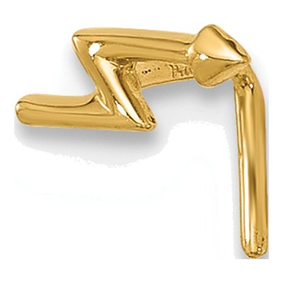 14K Yellow Gold Lightning Bolt Nose Stud