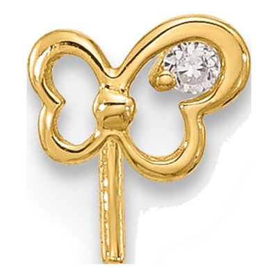 14K Yellow Gold CZ Butterfly Nose Stud – view 3