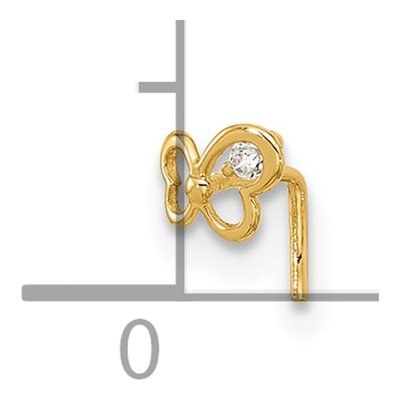 14K Yellow Gold CZ Butterfly Nose Stud – view 4