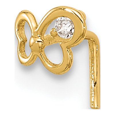 14K Yellow Gold CZ Butterfly Nose Stud