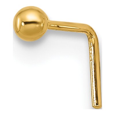 14K Yellow Gold Ball Nose Stud, 22 Gauge