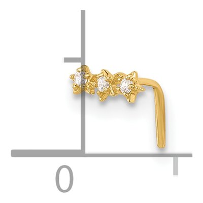 14K Yellow Gold CZ 3-Star Nose Stud – view 4