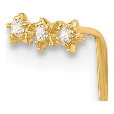 14K Yellow Gold CZ 3-Star Nose Stud