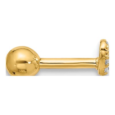 14K Yellow Gold CZ Heart Labret Body Jewelry – view 2