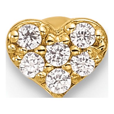 14K Yellow Gold CZ Heart Labret Body Jewelry – view 3