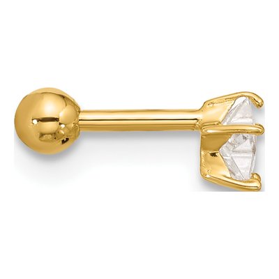 14K Yellow Gold CZ Star Labret Stud, 18G – view 2