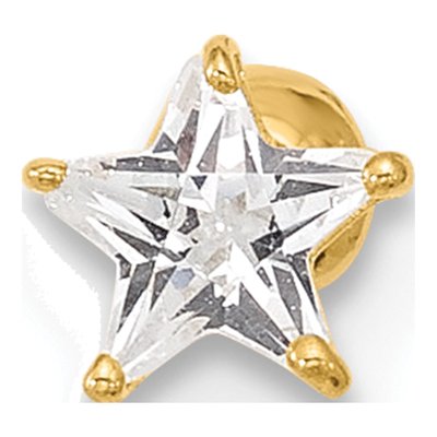 14K Yellow Gold CZ Star Labret Stud, 18G – view 3