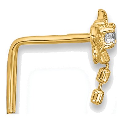 14K Yellow Gold CZ Butterfly Nose Stud – view 2