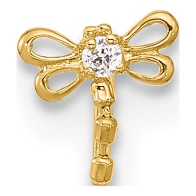 14K Yellow Gold CZ Butterfly Nose Stud – view 3