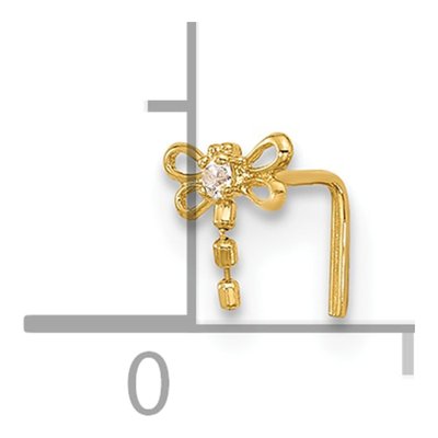 14K Yellow Gold CZ Butterfly Nose Stud – view 4