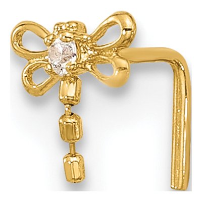 14K Yellow Gold CZ Butterfly Nose Stud