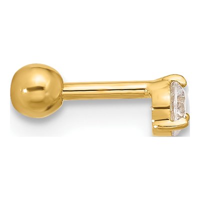 14K Yellow Gold CZ Labret - 18G Face Jewelry – view 2