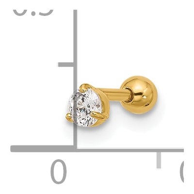 14K Yellow Gold CZ Labret - 18G Face Jewelry – view 4