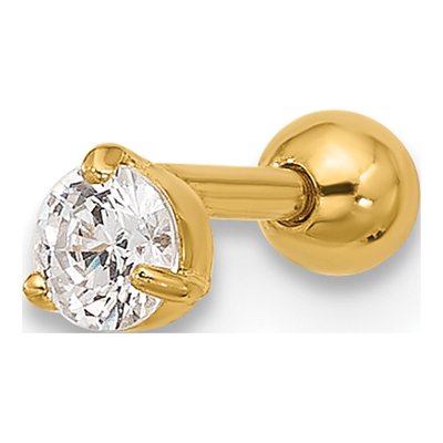 14K Yellow Gold CZ Labret - 18G Face Jewelry