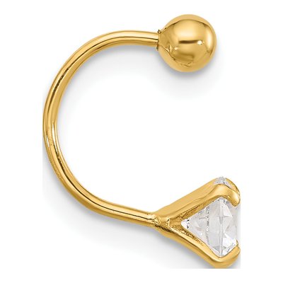 14K Yellow Gold CZ Eyebrow Ring – view 2