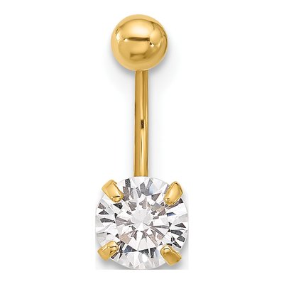 14K Yellow Gold CZ Eyebrow Ring – view 3